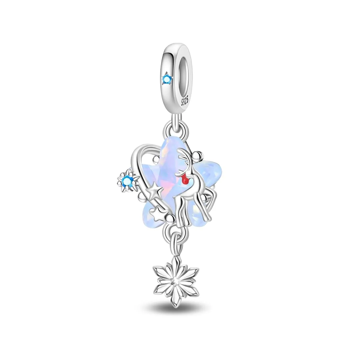 KUNSIR Bead Charm Ciondolo Argento Sterling 925 con Cubic Zirconia per Braccialetti e Collane Europei - immagine 1