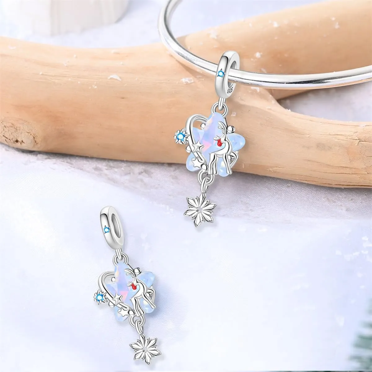 KUNSIR Bead Charm Ciondolo Argento Sterling 925 con Cubic Zirconia per Braccialetti e Collane Europei - immagine 2