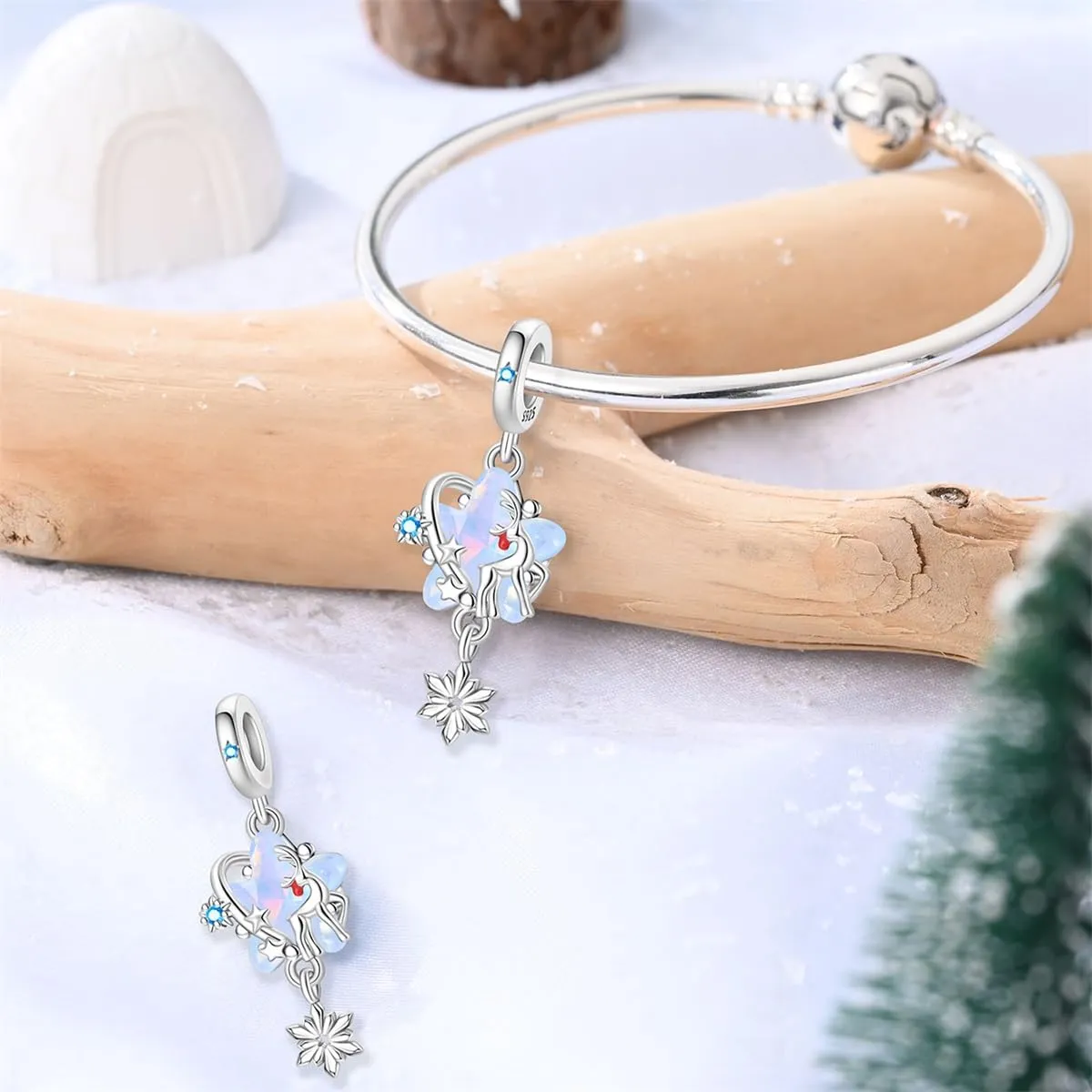 KUNSIR Bead Charm Ciondolo Argento Sterling 925 con Cubic Zirconia per Braccialetti e Collane Europei - immagine 3