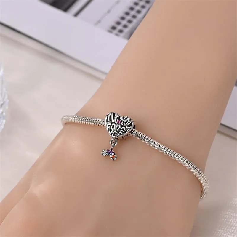 KUNSIR Bead Charm in Argento Sterling 925 con Cubic Zirconia per Braccialetti e Collane Europei - immagine 4