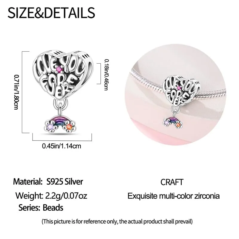 KUNSIR Bead Charm in Argento Sterling 925 con Cubic Zirconia per Braccialetti e Collane Europei - immagine 5
