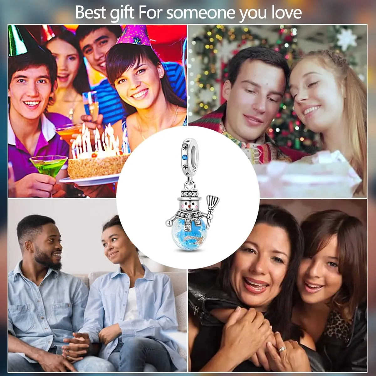 KUNSIR Ciondolo in Argento Sterling 925 con Cubic Zirconia per Braccialetti e Collane Europei - immagine 7