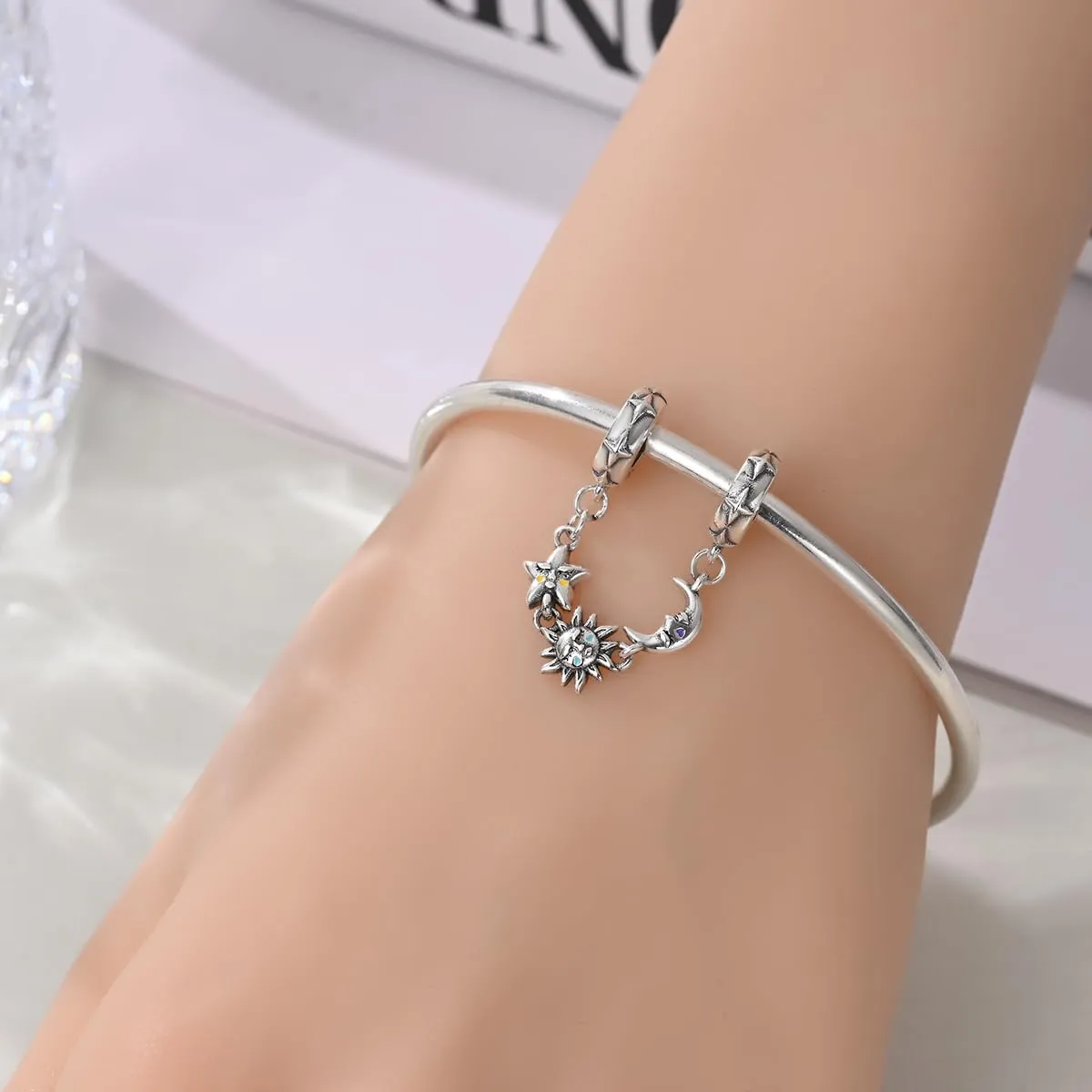 Pandach Bead Charm Ciondolo Argento Sterling 925 con Cubic Zirconia per Braccialetti e Collane Europei - immagine 4