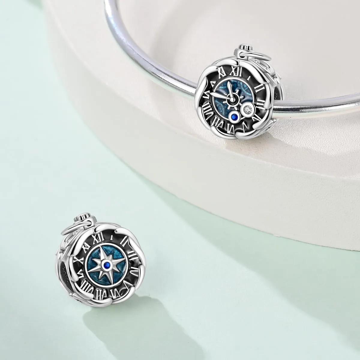 KUNSIR Bead Charm Ciondolo Argento Sterling 925 con Cubic Zirconia per Braccialetti e Collane Europei - immagine 2