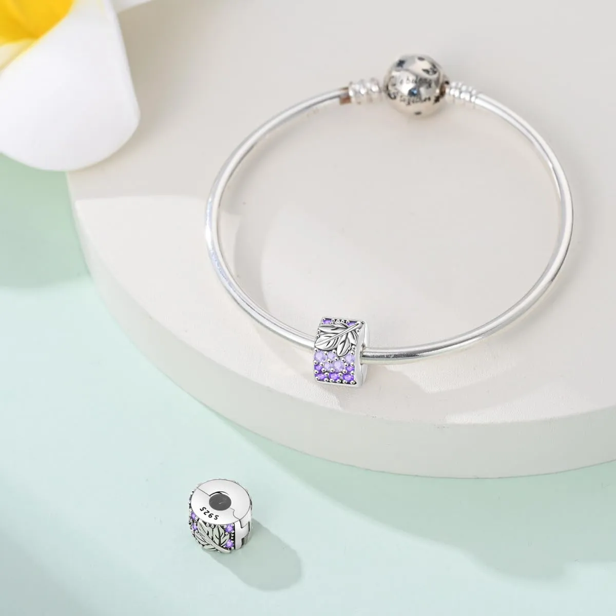 KUNSIR Bead Charm Ciondolo Argento Sterling 925 con Cubic Zirconia per Pandora Braccialetti e Collane Europei - immagine 3