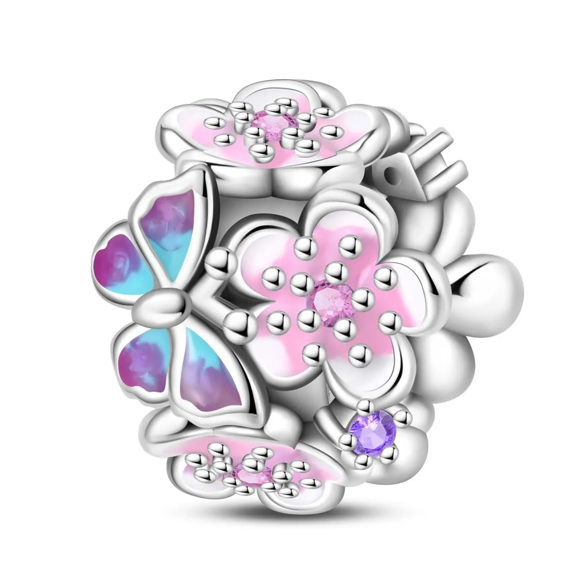 KUNSIR Bead Charm in Argento Sterling 925 con Cubic Zirconia, Compatibile con Braccialetti e Collane Europei - immagine 1