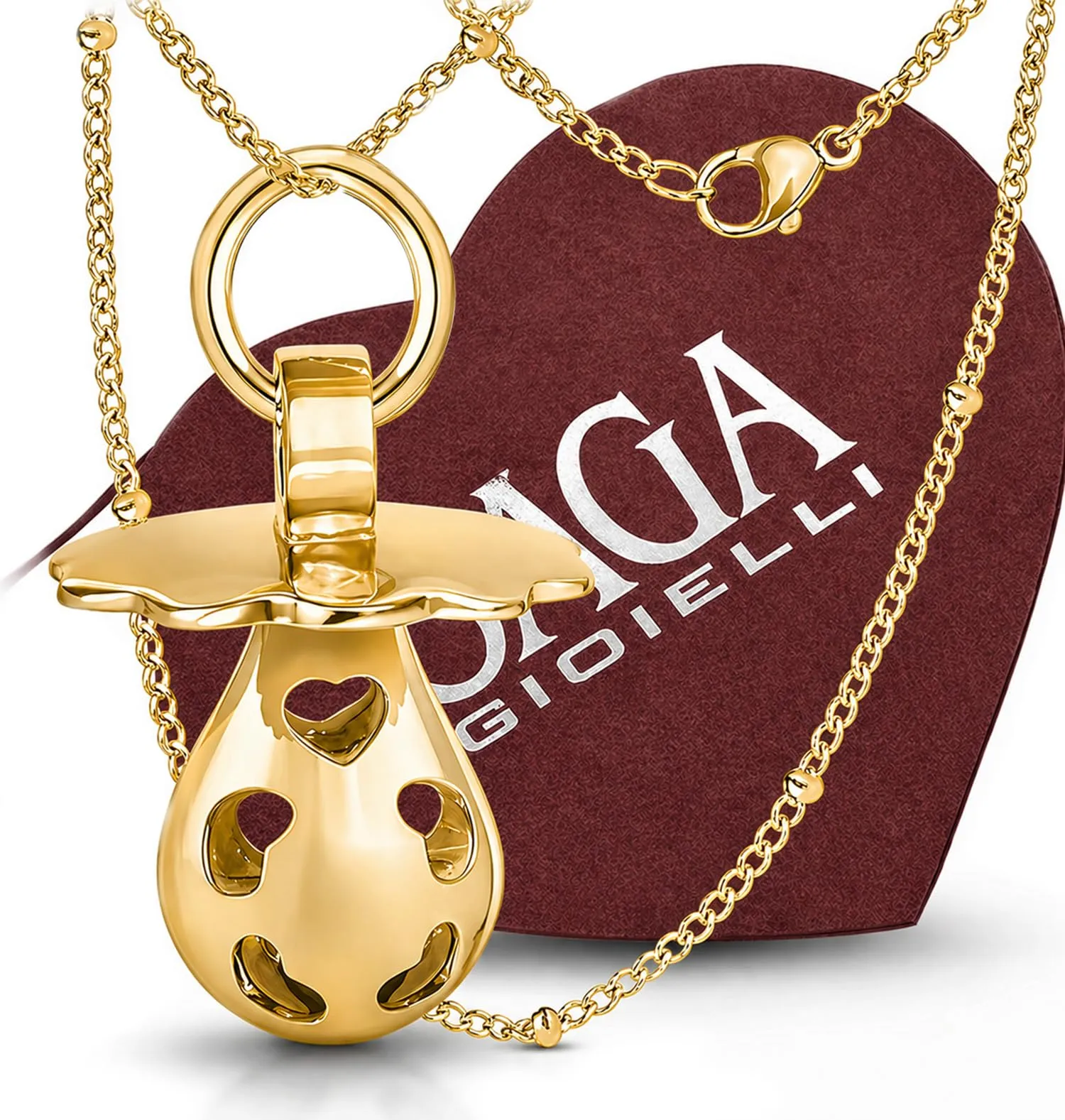 SAGA GIOIELLI Collana Chiama Angeli Gravidanza con Ciuccio Sonoro, Dorato - immagine 1