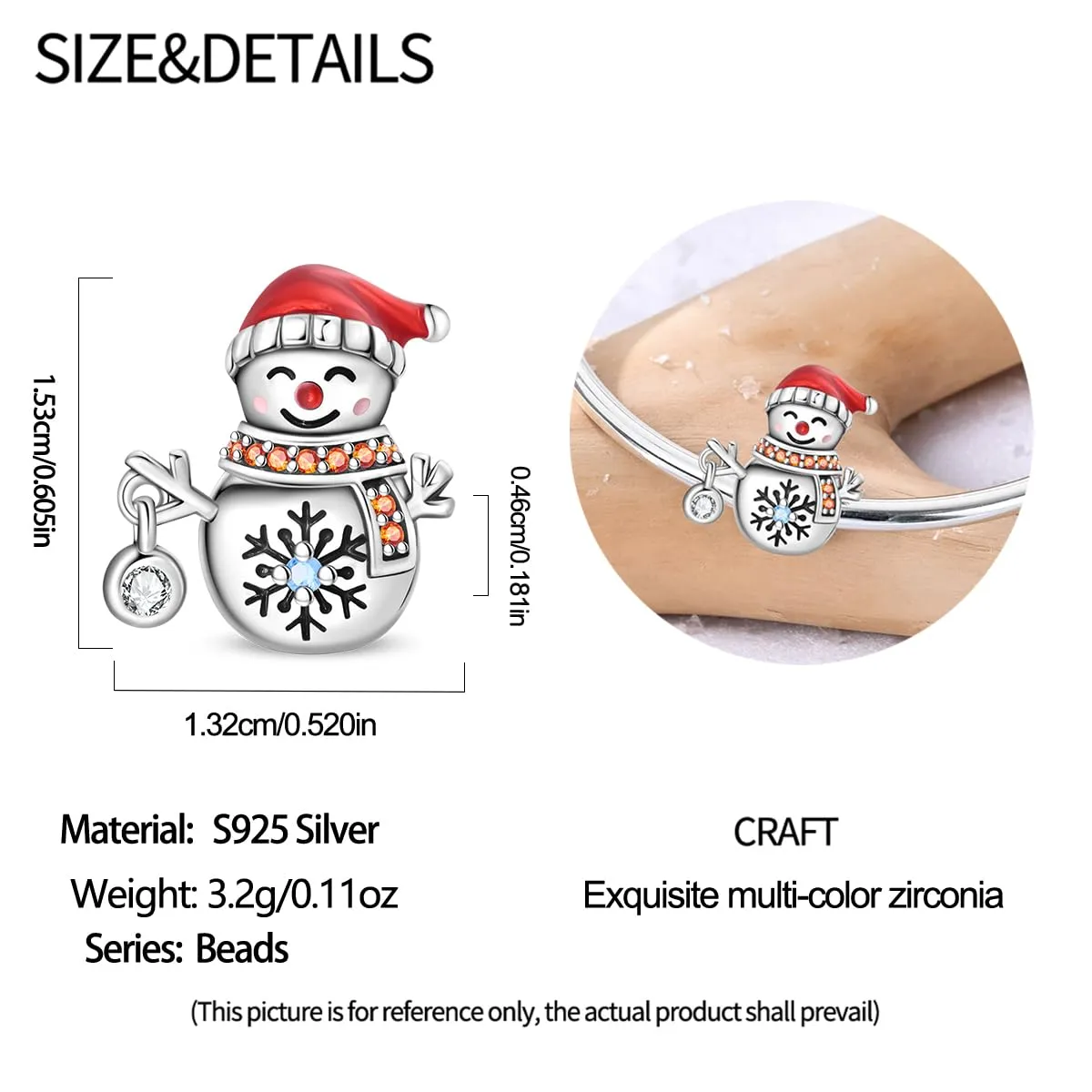 KUNSIR Ciondolo Argento Sterling 925 con Cubic Zirconia per Braccialetti e Collane Europei - immagine 5