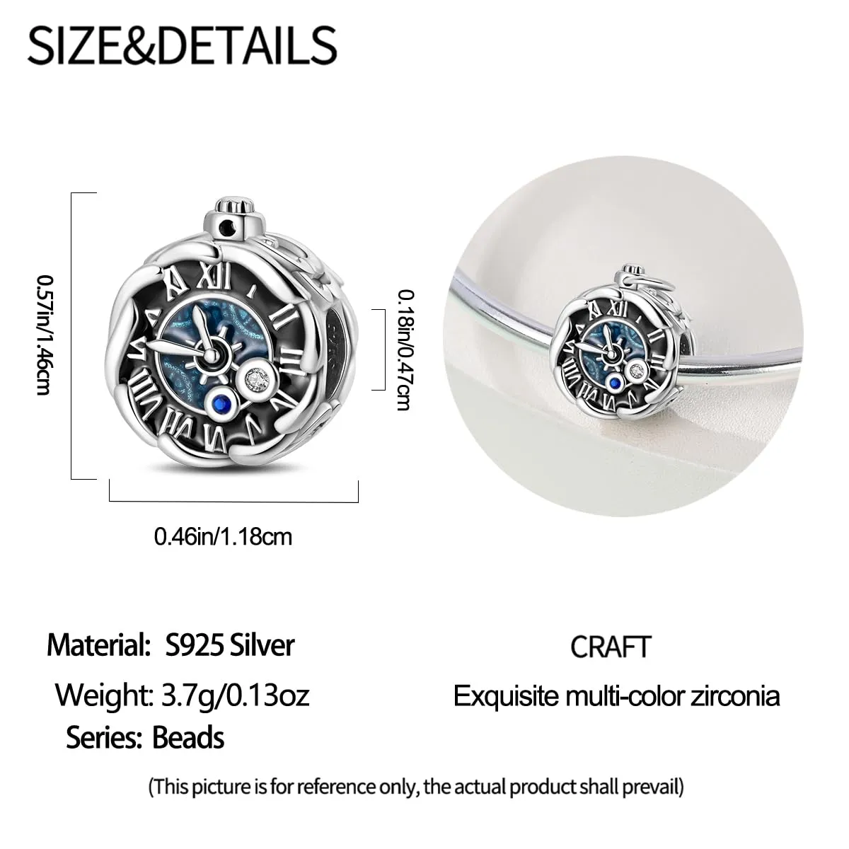 Pandach Bead Charm in Argento Sterling 925 con Cubic Zirconia, Compatibile con Braccialetti e Collane Europei - immagine 5