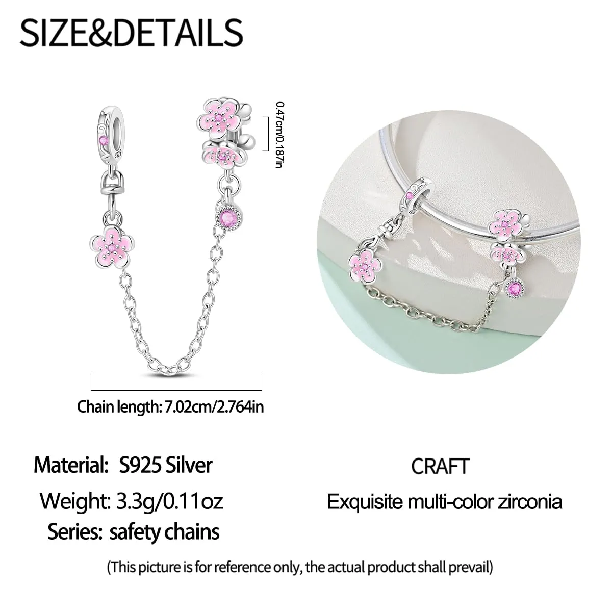 KUNSIR Ciondolo in Argento Sterling 925 con Cubic Zirconia per Braccialetti e Collane Europee - immagine 5