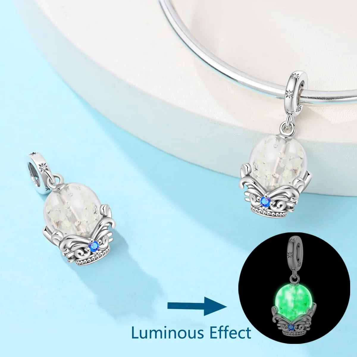 KUNSIR Ciondolo in Argento Sterling 925 con Cubic Zirconia per Braccialetti e Collane Europei - immagine 2