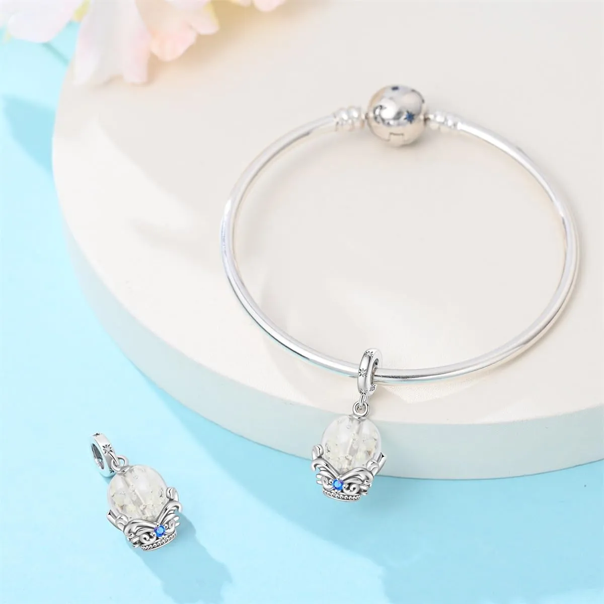 KUNSIR Ciondolo in Argento Sterling 925 con Cubic Zirconia per Braccialetti e Collane Europei - immagine 3