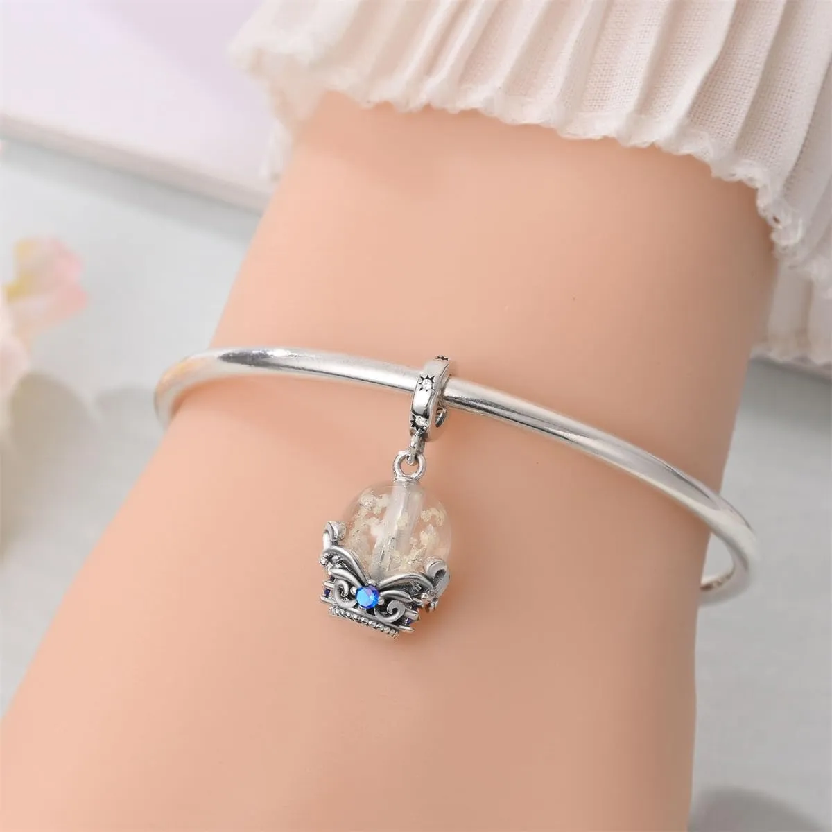 KUNSIR Ciondolo in Argento Sterling 925 con Cubic Zirconia per Braccialetti e Collane Europei - immagine 5