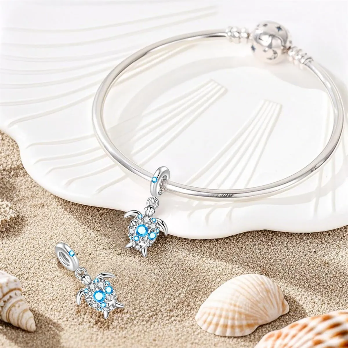KUNSIR Bead Charm Ciondolo Argento Sterling 925 con Cubic Zirconia per Pandora Braccialetti e Collane Europei - immagine 3