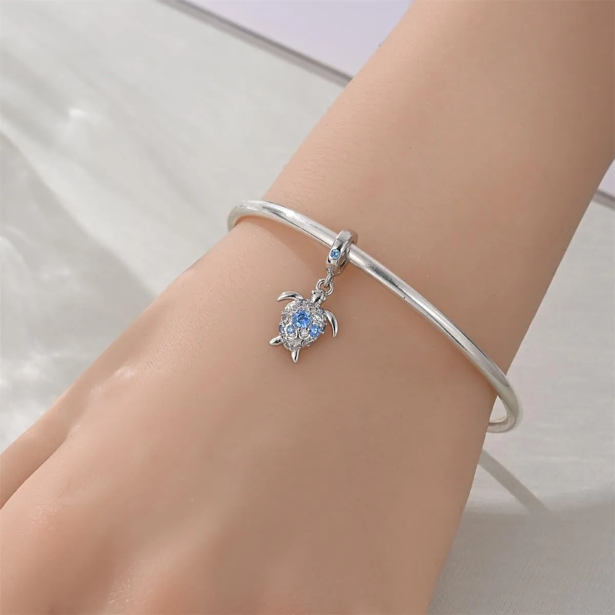 KUNSIR Bead Charm Ciondolo Argento Sterling 925 con Cubic Zirconia per Pandora Braccialetti e Collane Europei - immagine 4