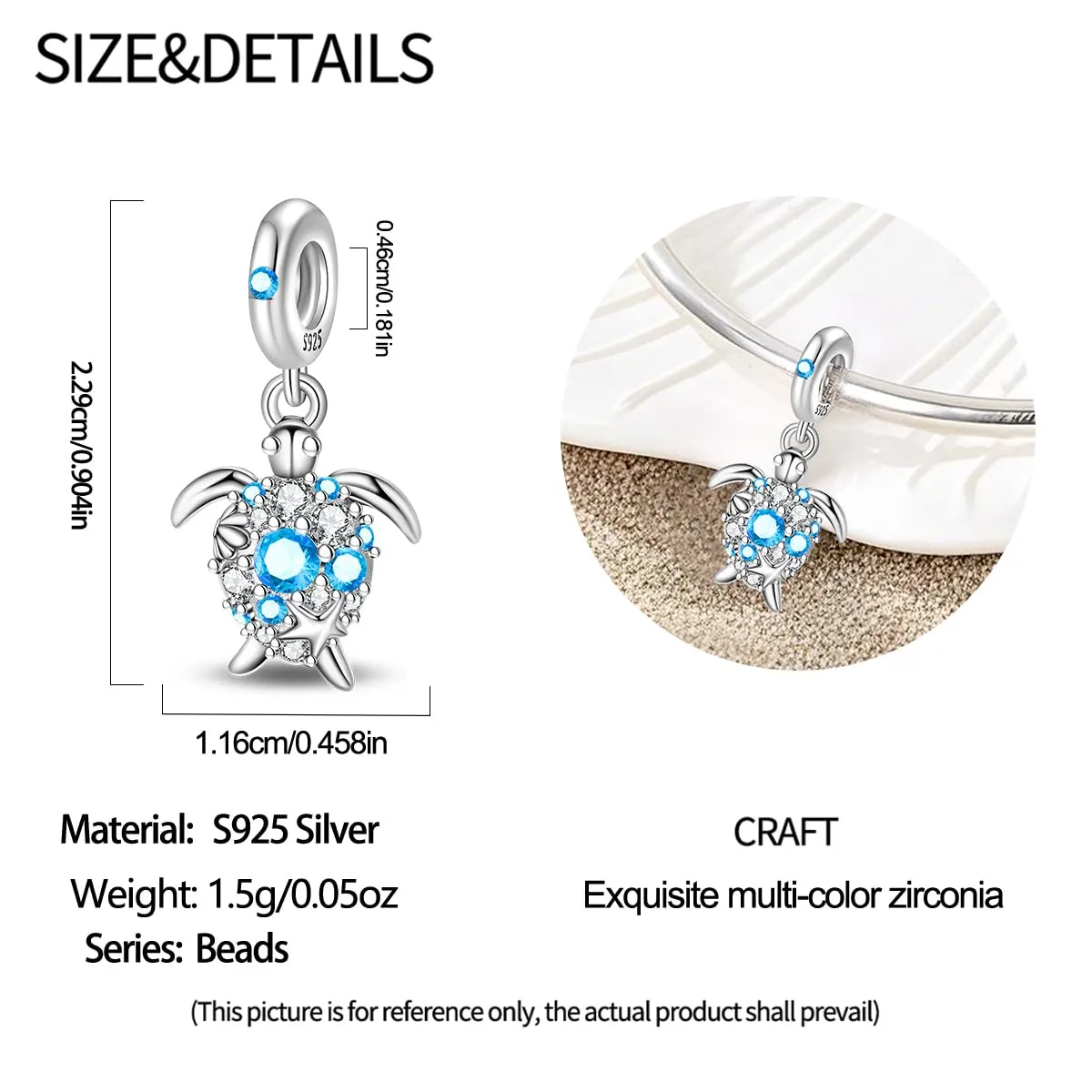 KUNSIR Bead Charm Ciondolo Argento Sterling 925 con Cubic Zirconia per Pandora Braccialetti e Collane Europei - immagine 5