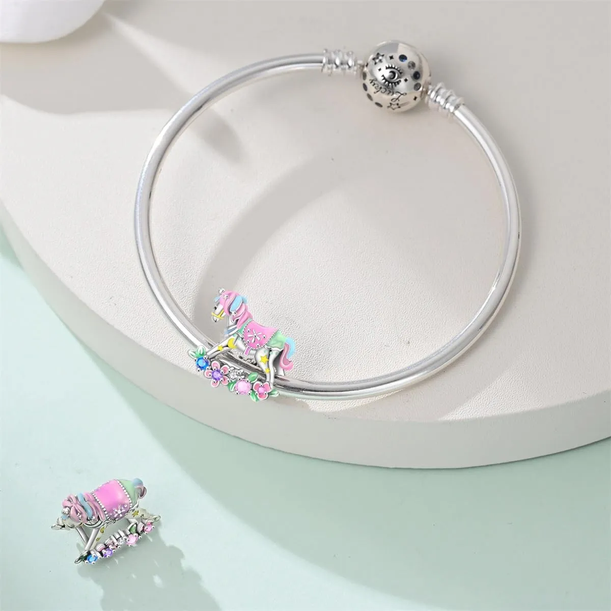 Pandach Bead Charm Ciondolo Argento Sterling 925 con Cubic Zirconia per Braccialetti e Collane Europei - immagine 3