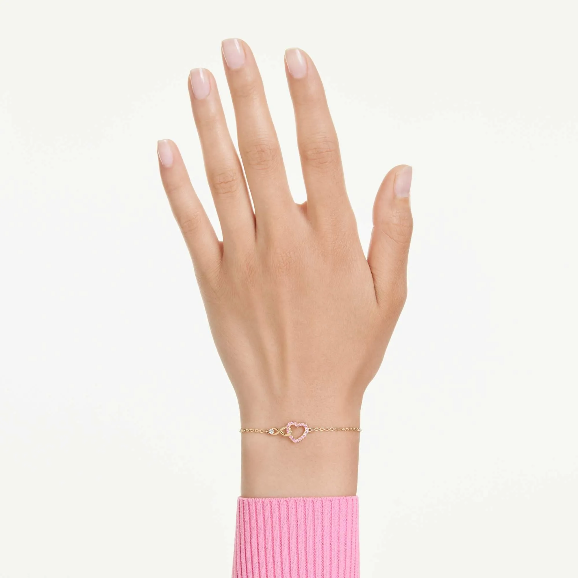 Swarovski Braccialetto Hyperbola Cuore e Infinito, Rosa, Placcato Rodio - immagine 6