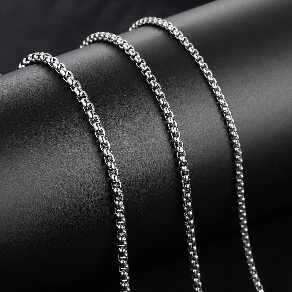 OSTAN Collana a Catena Veneziana in Acciaio Inossidabile Argento 4.0mm 65cm - immagine 3