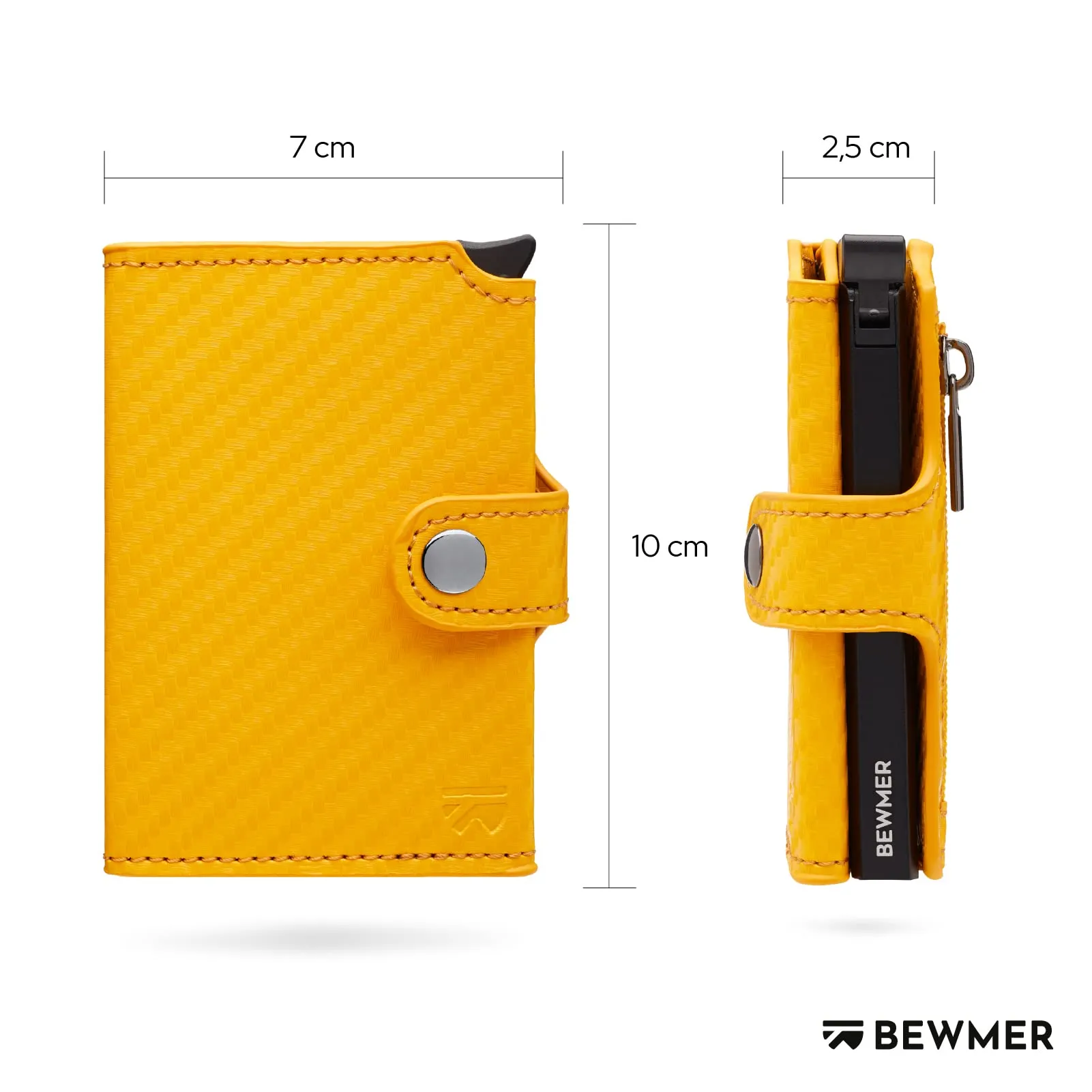 BEWMER v2 Portafoglio Slim in Similpelle con Protezione RFID, Porta Carte e Portamonete, Giallo Carbon - immagine 5