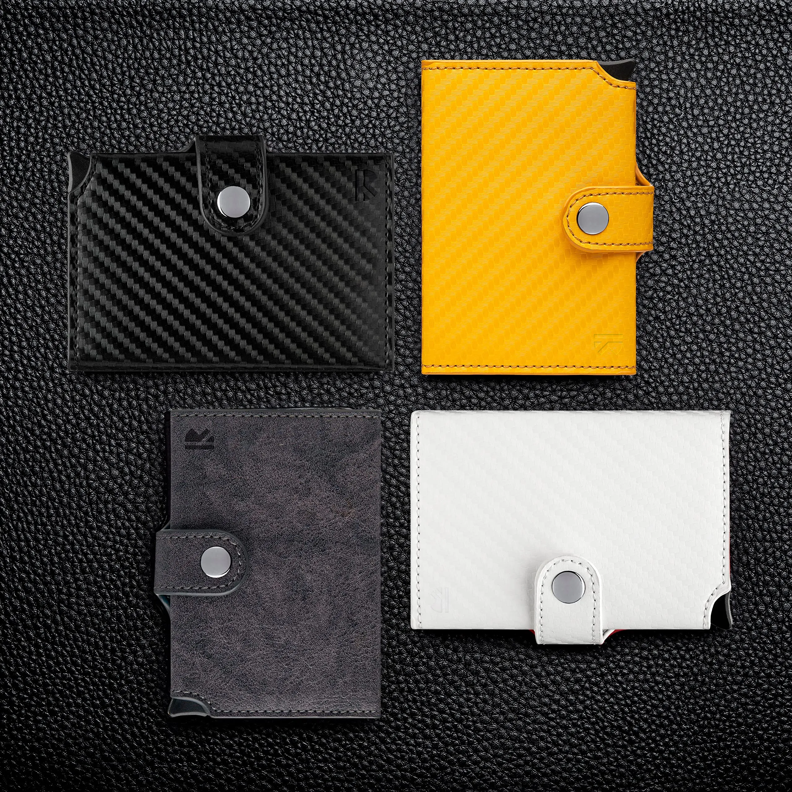 BEWMER v2 Portafoglio Slim in Similpelle con Protezione RFID, Porta Carte e Portamonete, Giallo Carbon - immagine 7