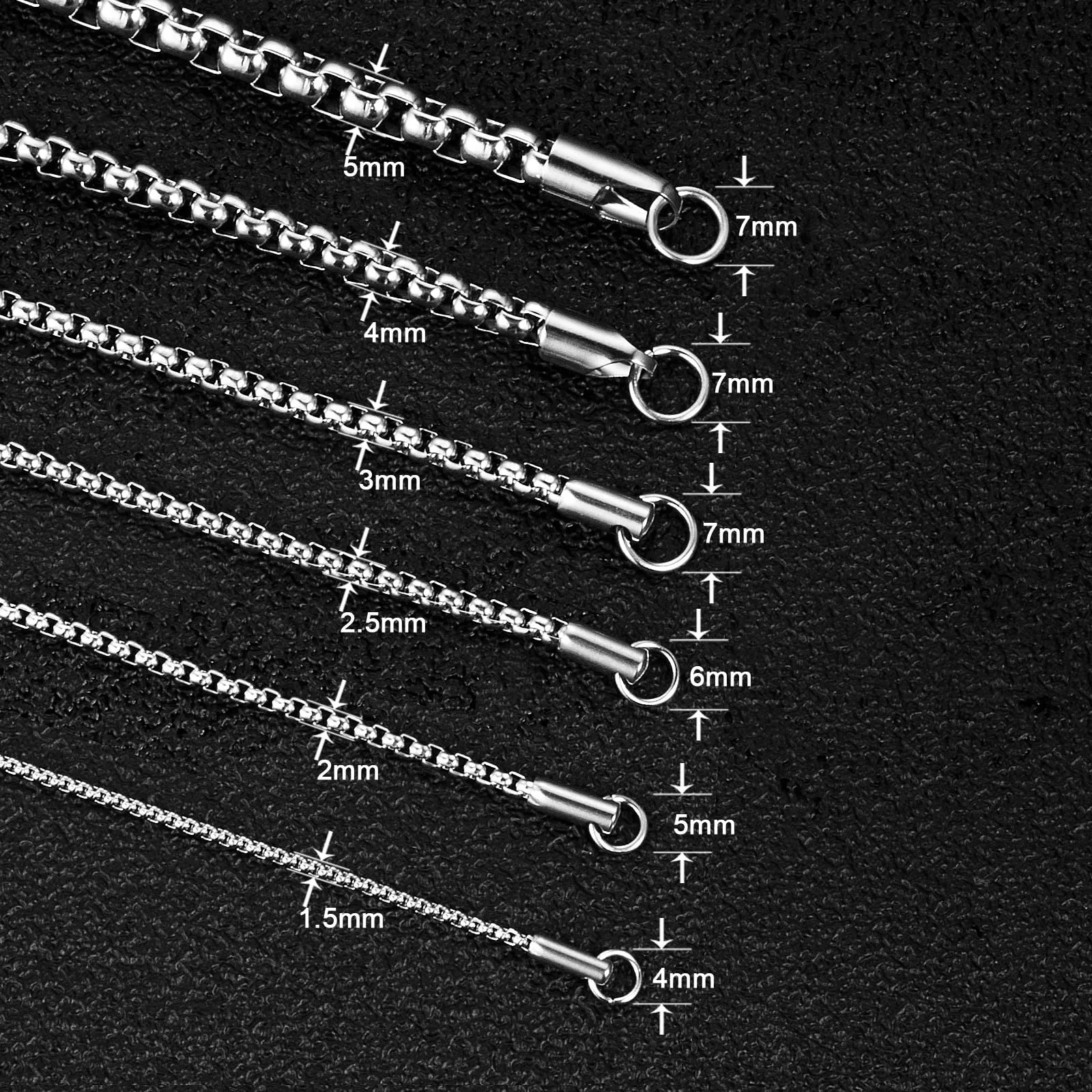 OSTAN Collana Veneziana in Acciaio Inossidabile Argento 3.0mm 70cm - immagine 2