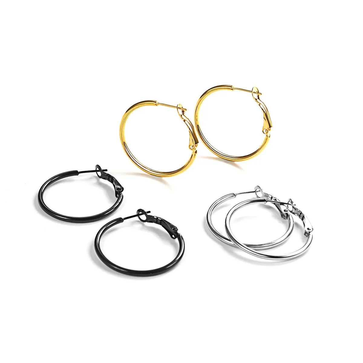 FOCALOOK Orecchini a Cerchio Donna in Acciaio Inox, 3 Paia - immagine 1