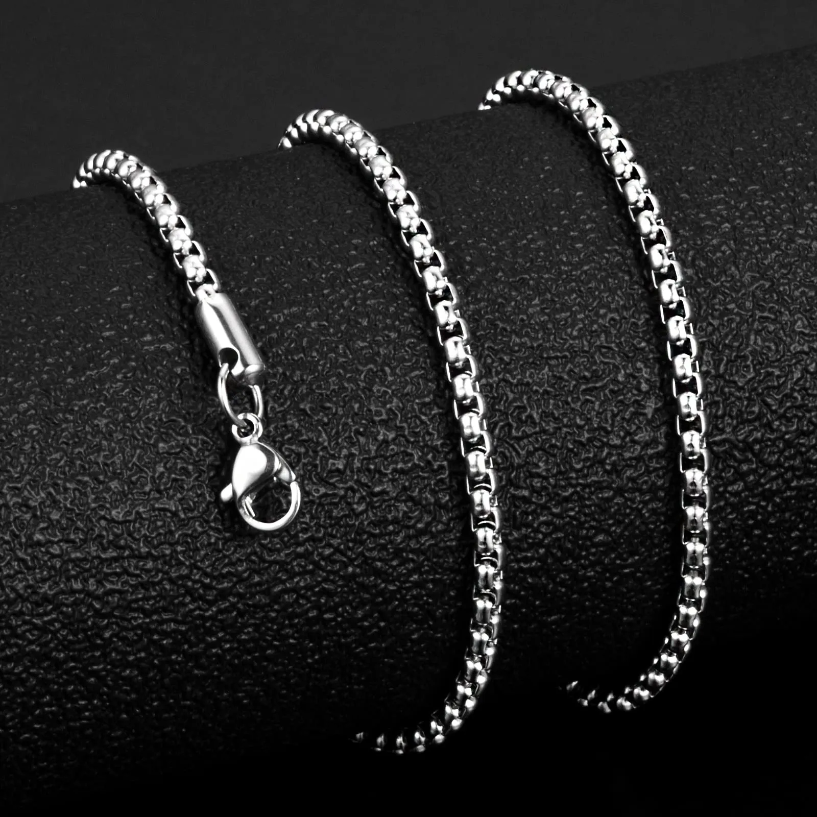 OSTAN Collana a Catena Veneziana in Acciaio Inossidabile Argento 4.0mm 75cm - immagine 2