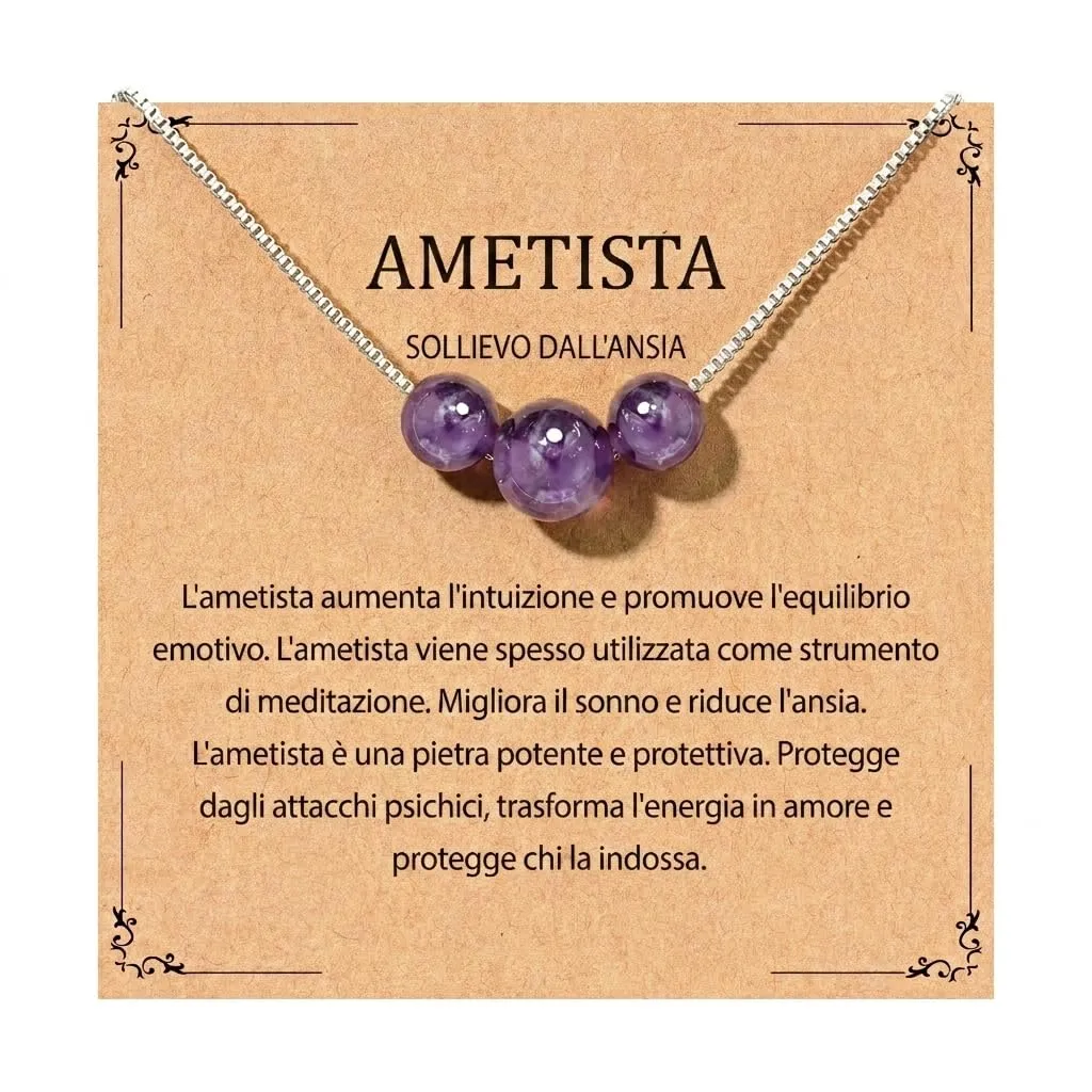 Aretas Collana in Ametista e Argento 925 per Donna, 42+8cm - immagine 1