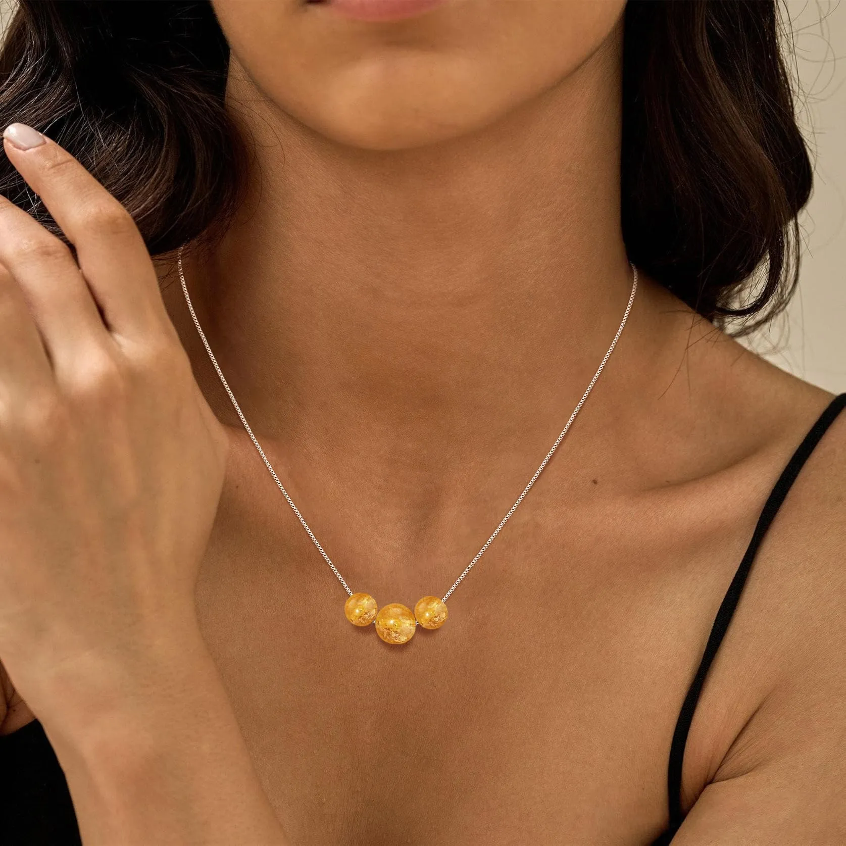 Aretas Collana in Citrino e Argento 925 per Donna, 42+8cm - immagine 3