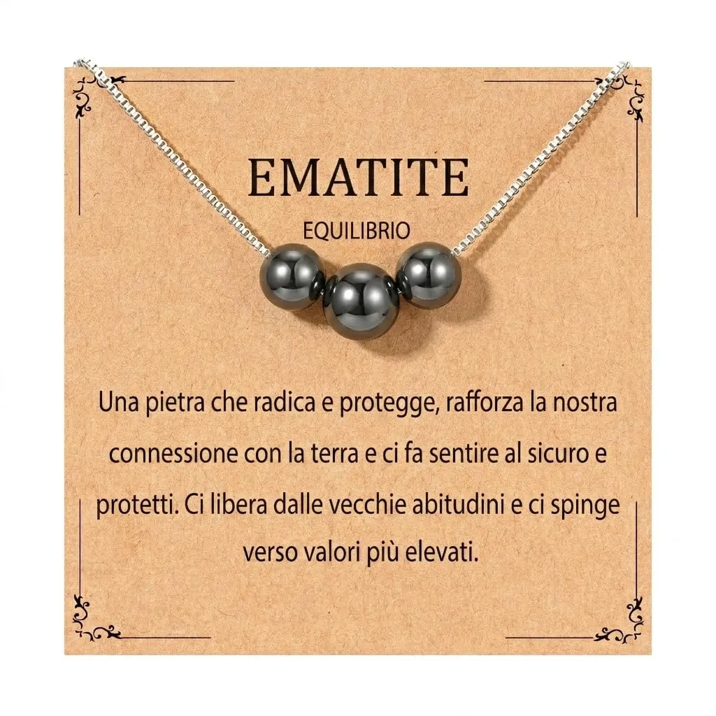 Aretas Collana in Argento 925 con Pietre Naturali Ematite - immagine 1