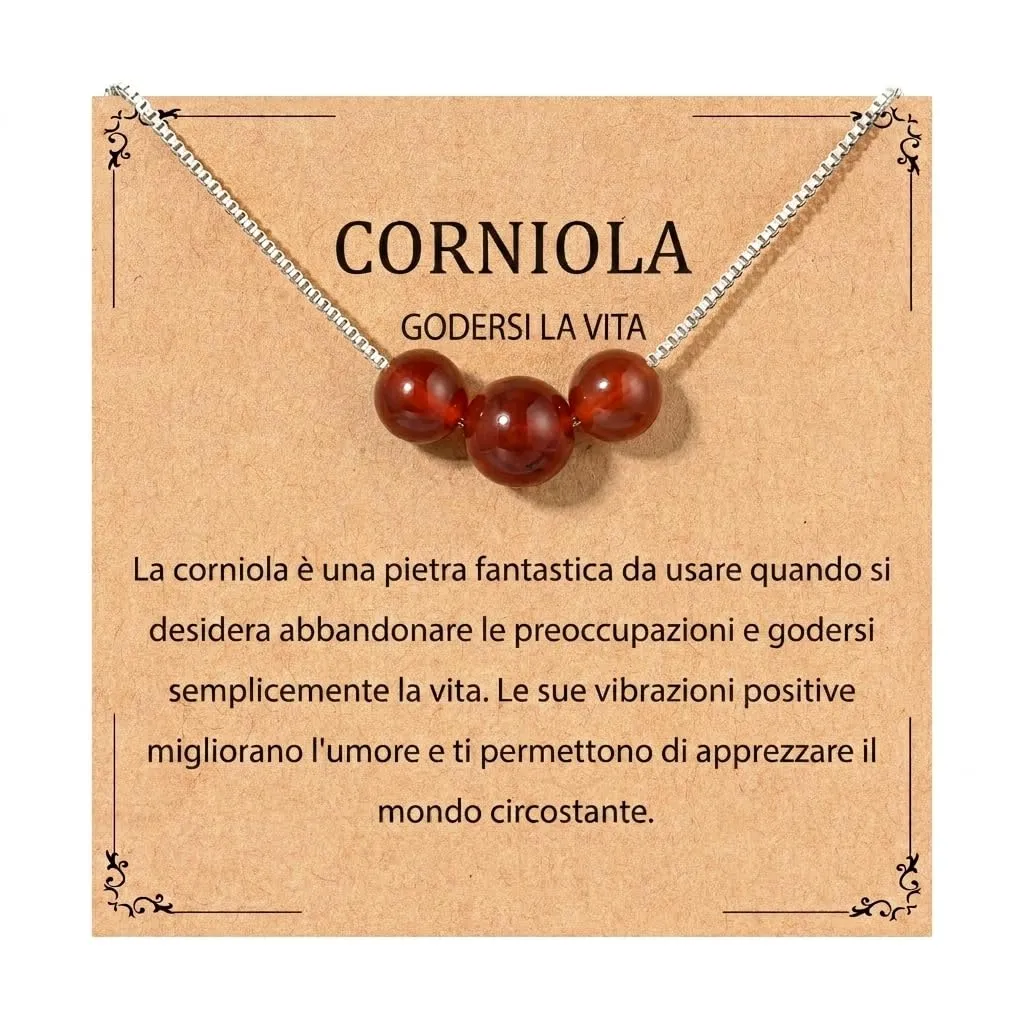 Aretas Collana in Argento 925 con Pietre Naturali Corniola - immagine 1