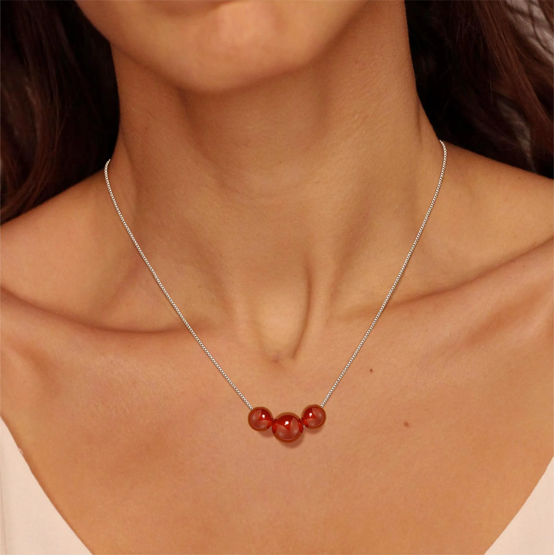 Aretas Collana in Argento 925 con Pietre Naturali Corniola - immagine 2