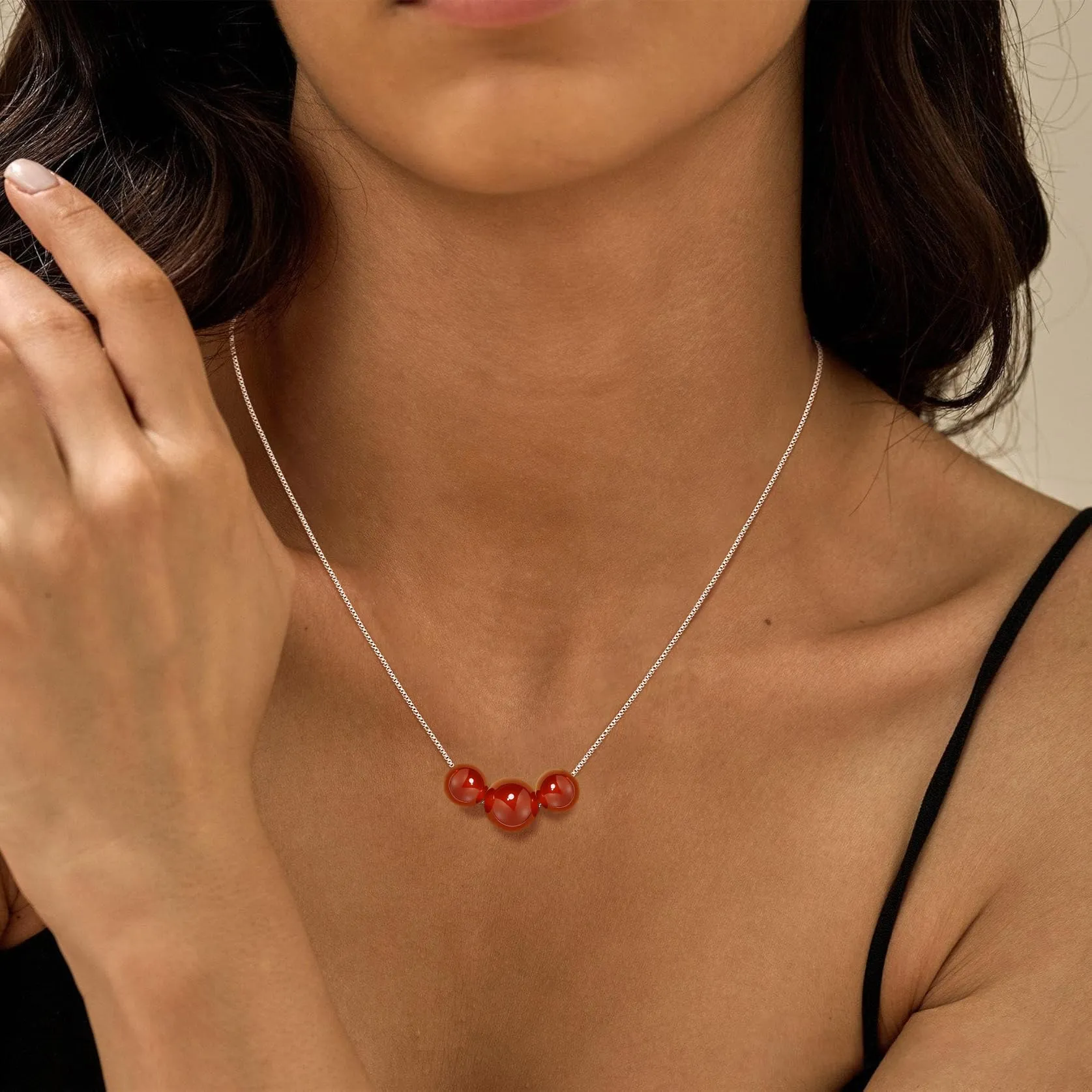 Aretas Collana in Argento 925 con Pietre Naturali Corniola - immagine 3