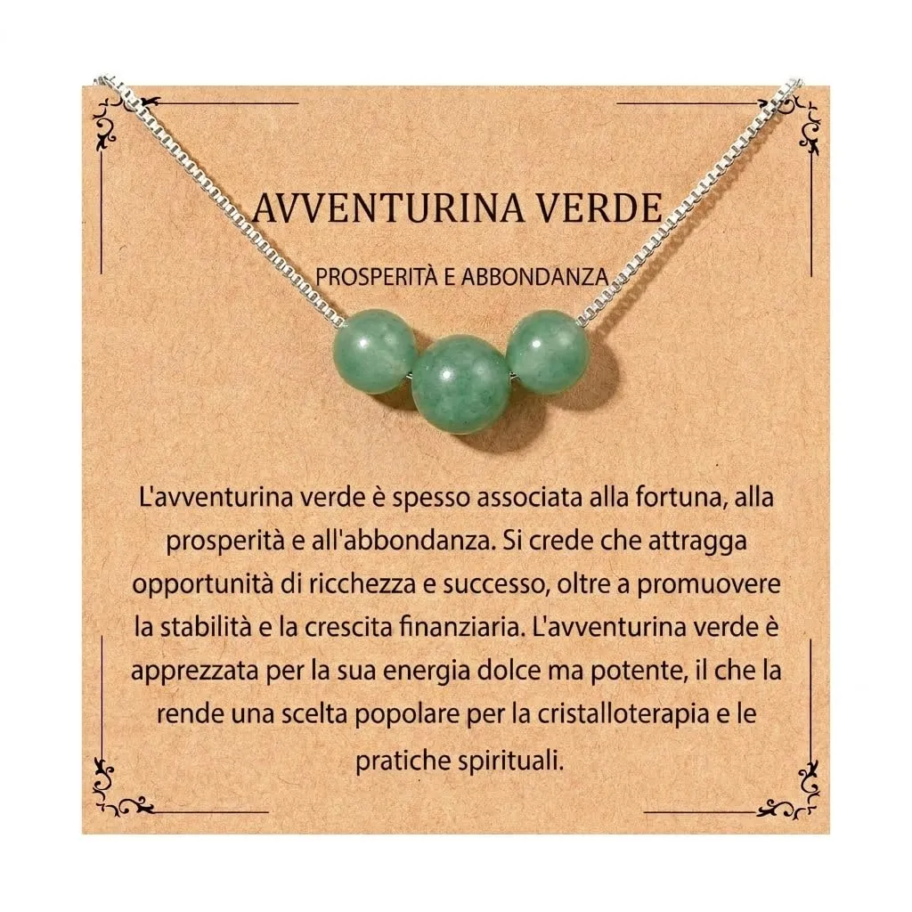 Aretas Collana in Argento 925 con Avventurina Verde, 42+8cm - immagine 1