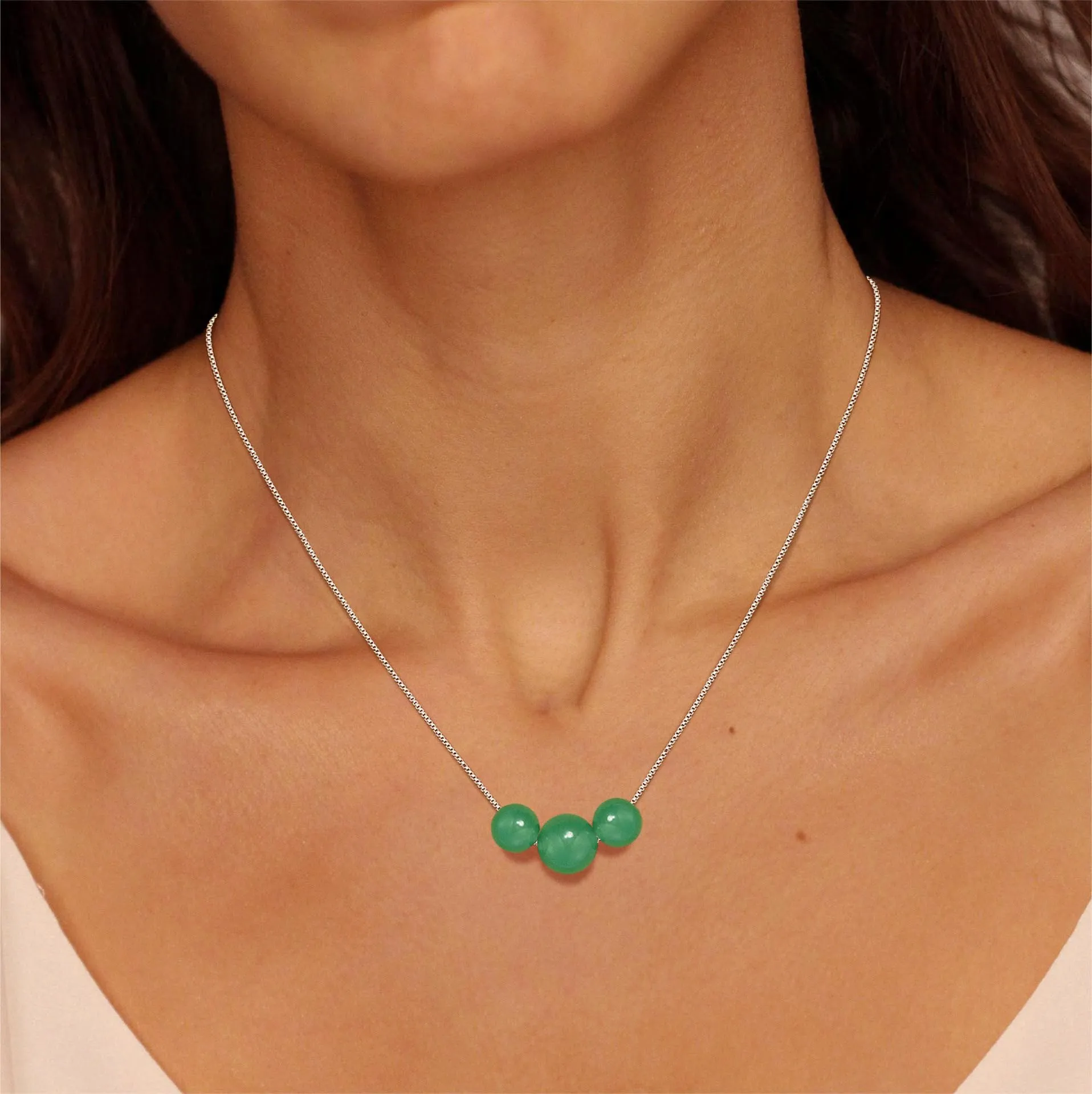 Aretas Collana in Argento 925 con Avventurina Verde, 42+8cm - immagine 2