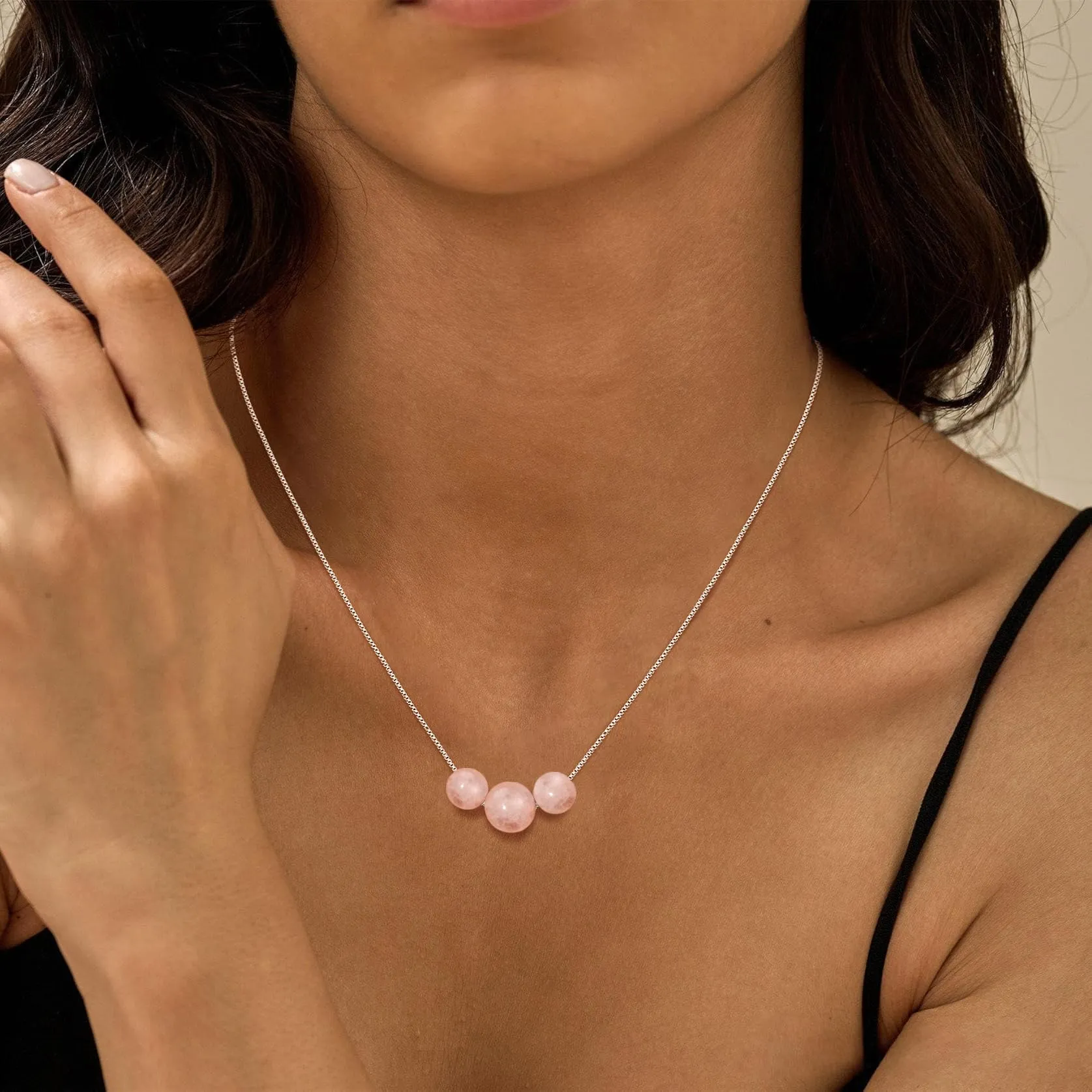 Aretas Collana in Quarzo Rosa e Argento 925 per Donna - immagine 3