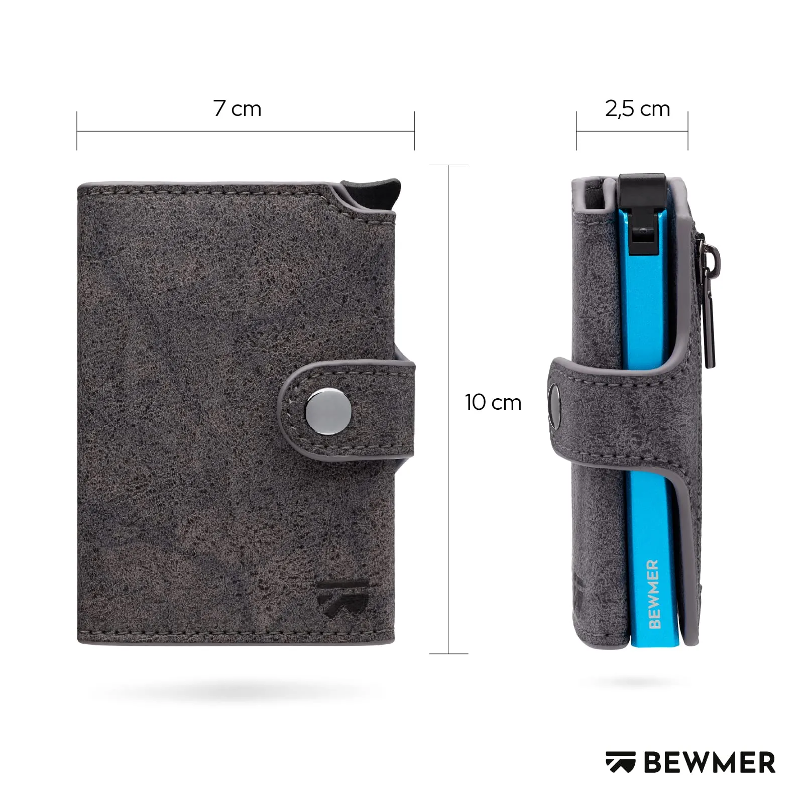 BEWMER v2 Portafoglio Uomo Slim in Similpelle con Protezione RFID, Grigio Scuro Blu - immagine 5
