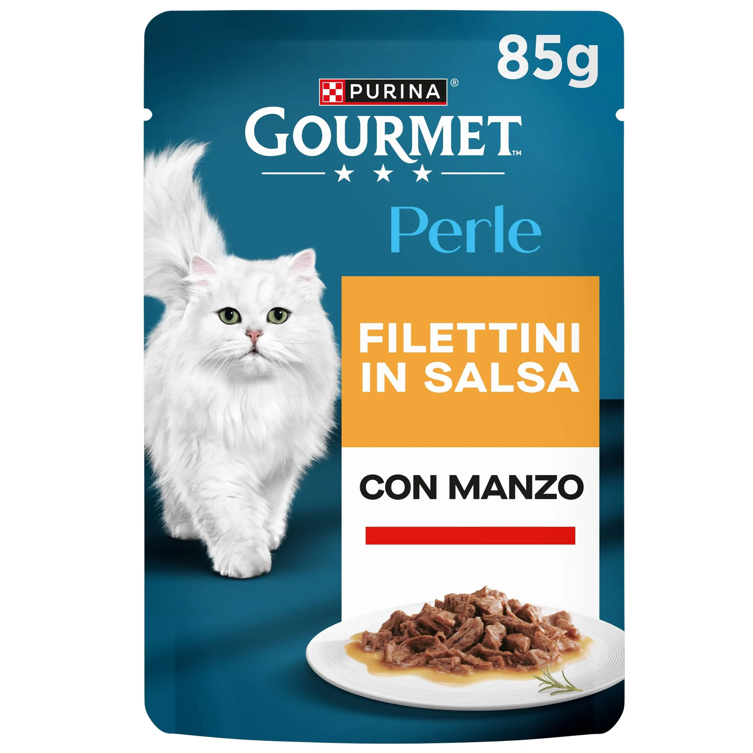 Gourmet Perle Filettini Cibo Umido per Gatti Adulti, Manzo, 26 Bustine da 85g - immagine 4