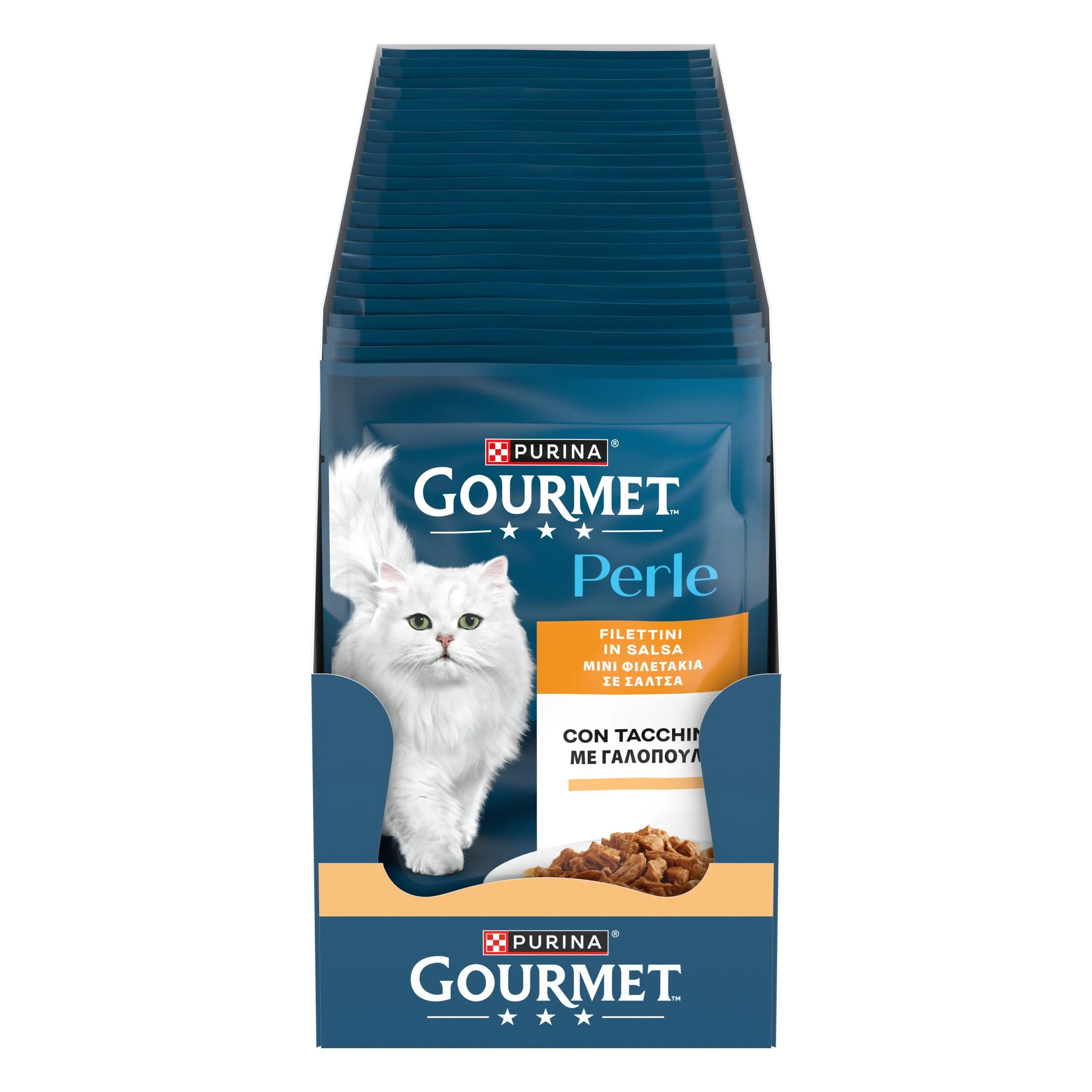Gourmet Perle Cibo Umido per Gatti Adulti Filettini in Salsa con Tacchino, 26 Buste da 85g - immagine 1