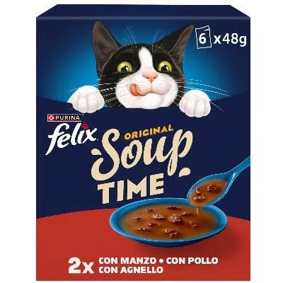 Felix Soup Time Original Cibo Umido per Gatti Adulti, 48 x 48g - immagine 3