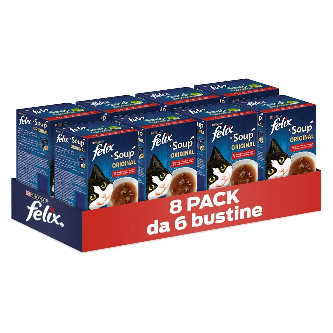 Felix Soup Time Original Cibo Umido per Gatti Adulti, 48 x 48g - immagine 4