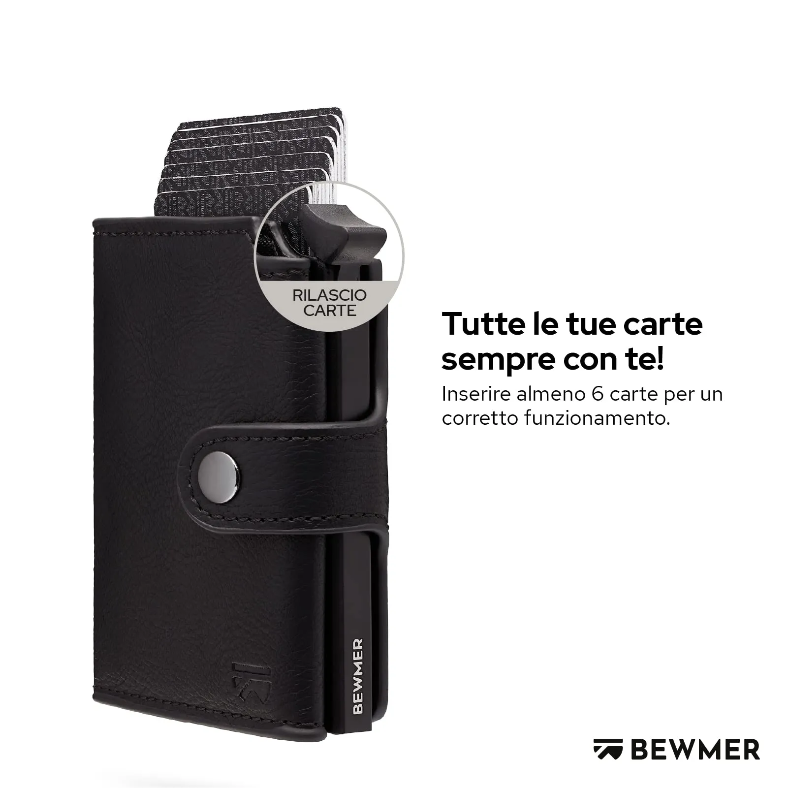 BEWMER v2 Portafoglio Slim in Similpelle con Protezione RFID, Nero - immagine 2