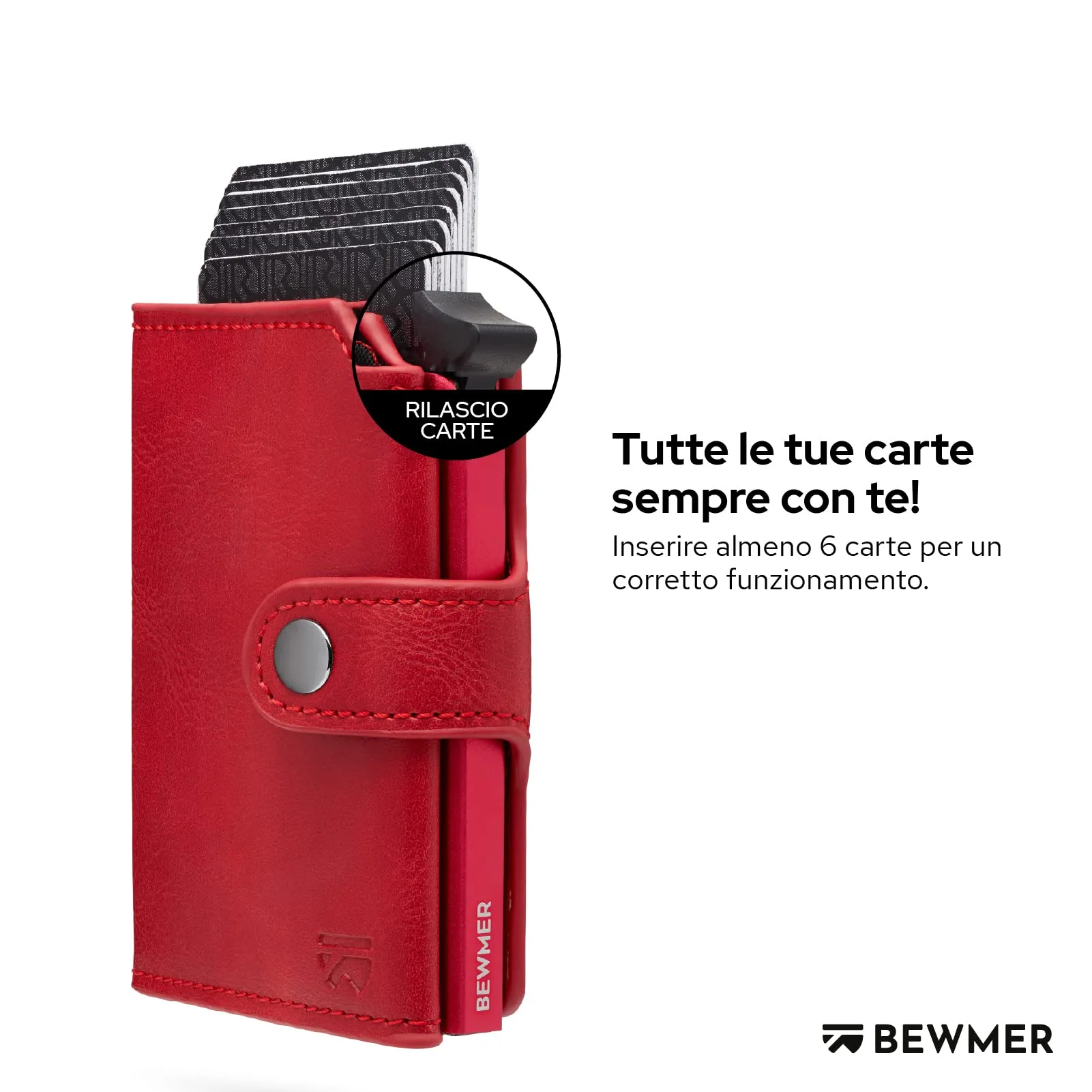 BEWMER v2 Portafoglio Uomo Slim in Similpelle con Protezione RFID, Porta Carte per 9 Tessere e Portamonete, Rosso - immagine 2