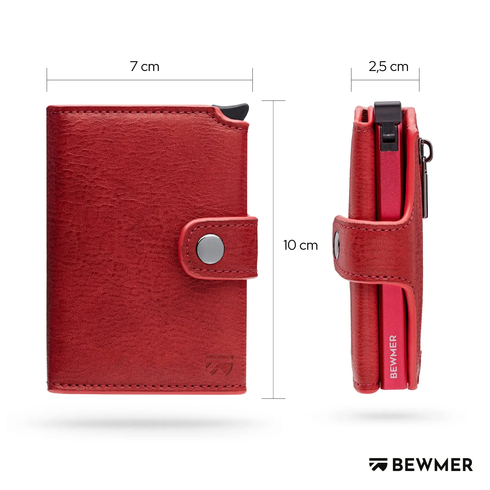 BEWMER v2 Portafoglio Uomo Slim in Similpelle con Protezione RFID, Porta Carte per 9 Tessere e Portamonete, Rosso - immagine 5