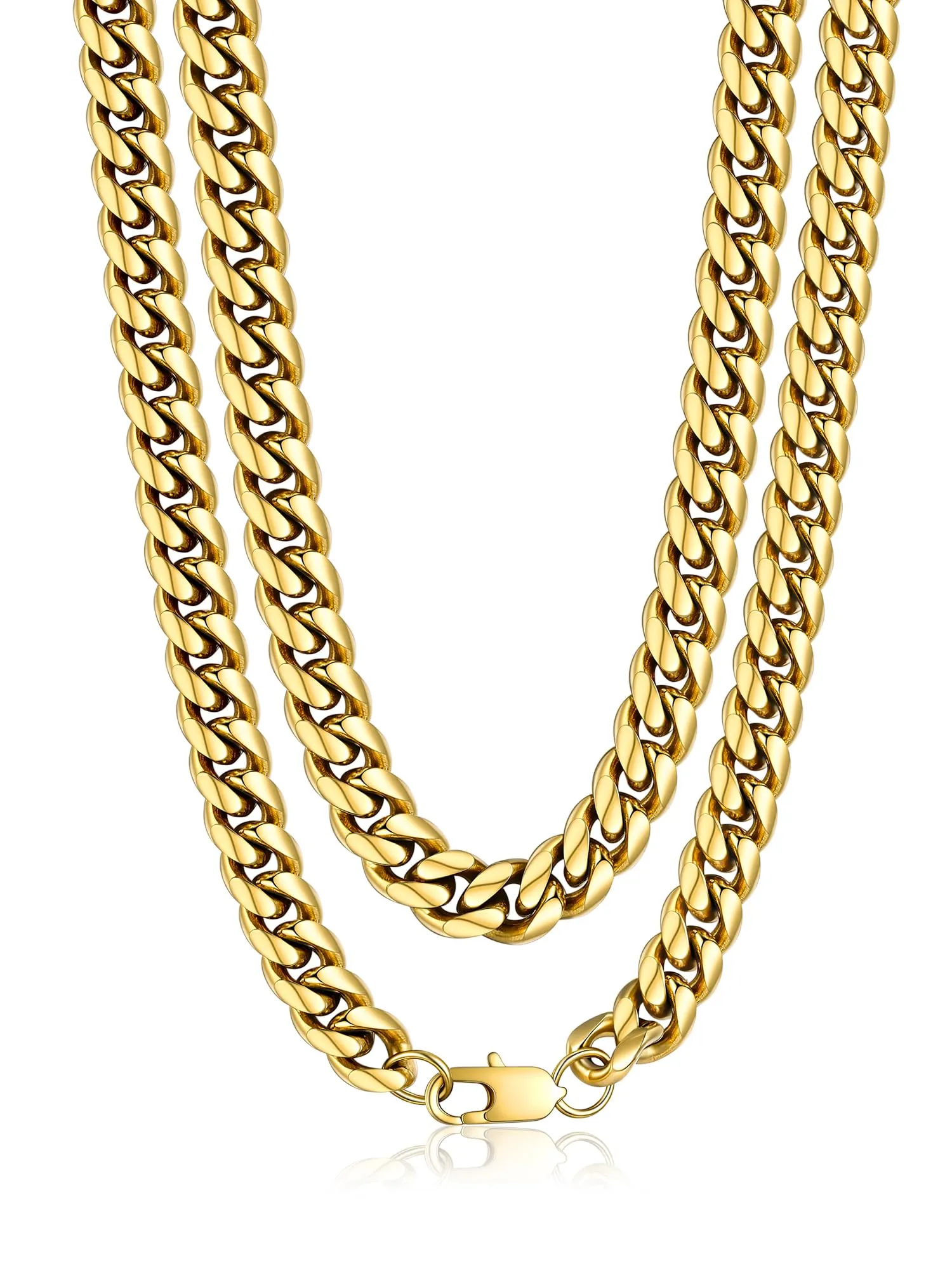 PROSTEEL Collana a Catena Barbazzale Cubana, Acciaio Inossidabile Placcato Oro 18K, 10 mm x 65 cm - immagine 1