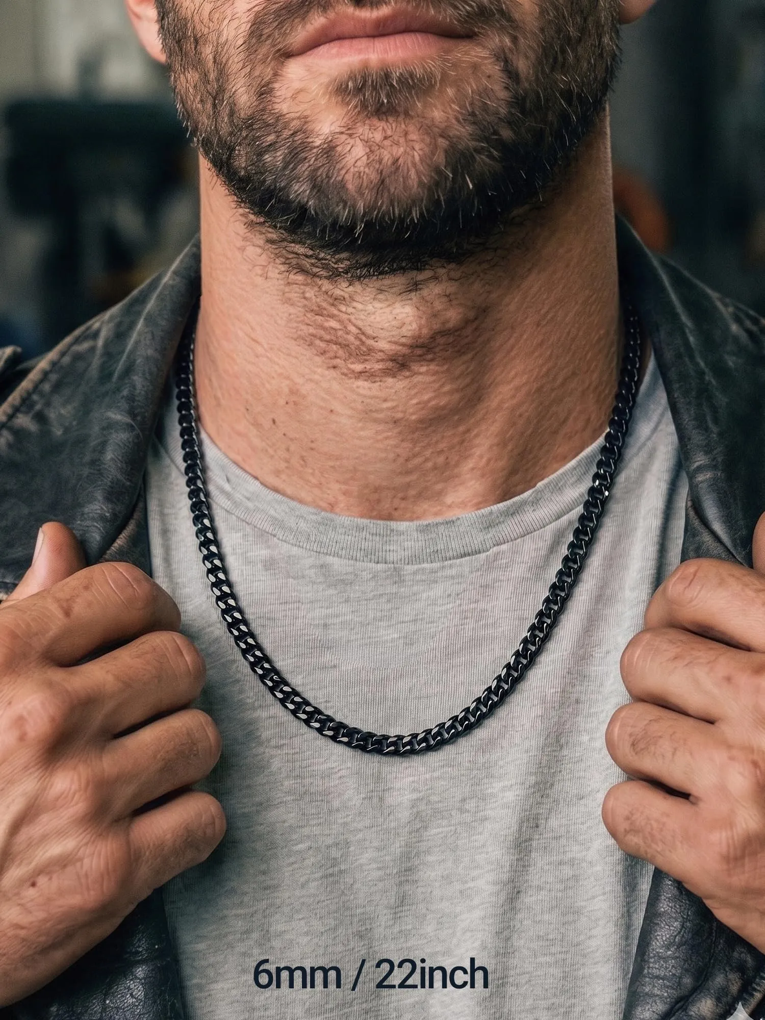 PROSTEEL Collana a Catena Cubana Uomo, Acciaio Inossidabile, 6 mm, 70 cm, Nero - immagine 6