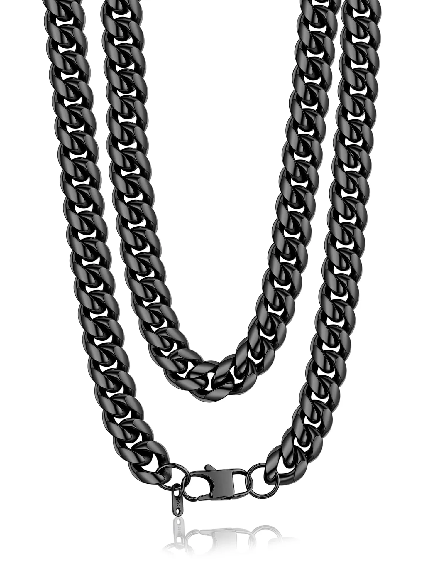 PROSTEEL Collana a Catena Cubana Uomo, 14 mm x 60 cm, Acciaio Inossidabile, Nero - immagine 1