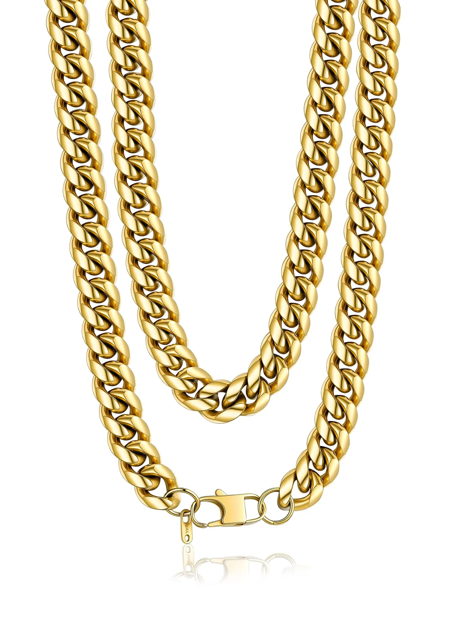 PROSTEEL Collana a Catena Cubana Uomo, 14mm, 55 cm, Acciaio Placcato Oro - immagine 1