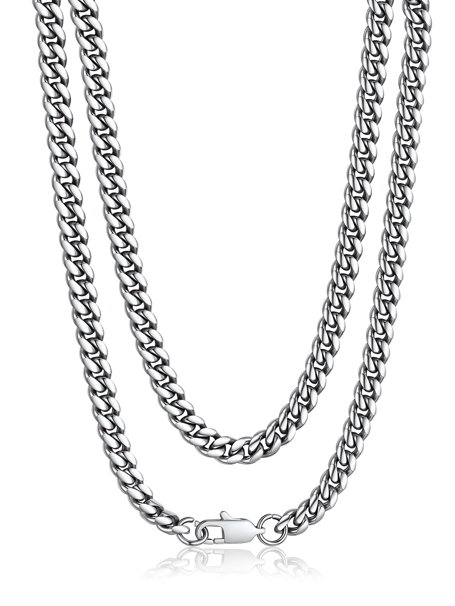 PROSTEEL Collana a Catena Cubana Uomo, 6 mm, 75 cm, Acciaio Inossidabile, Argento - immagine 1